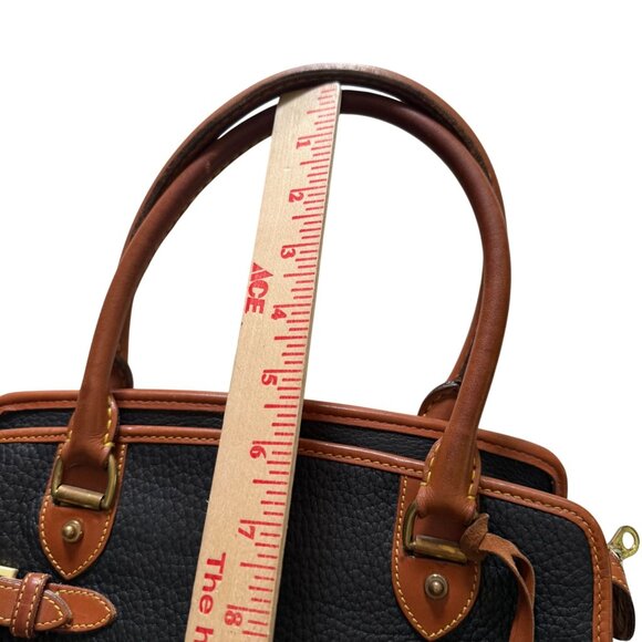 Vintage Dooney & Bourke Pebbled Leather Shoulder Bag Purse Black Tan - Picture 12 of 14